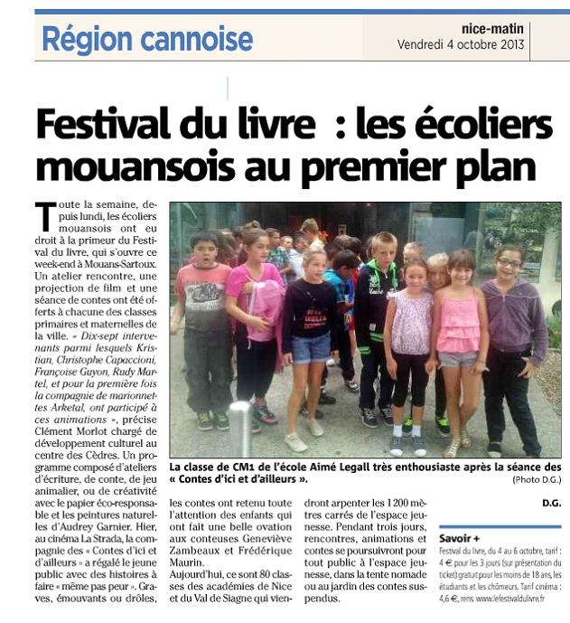 Nice Matin du vendredi 4 oct. 2013